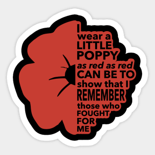 Poppy Poem for Remembrance Day Sticker